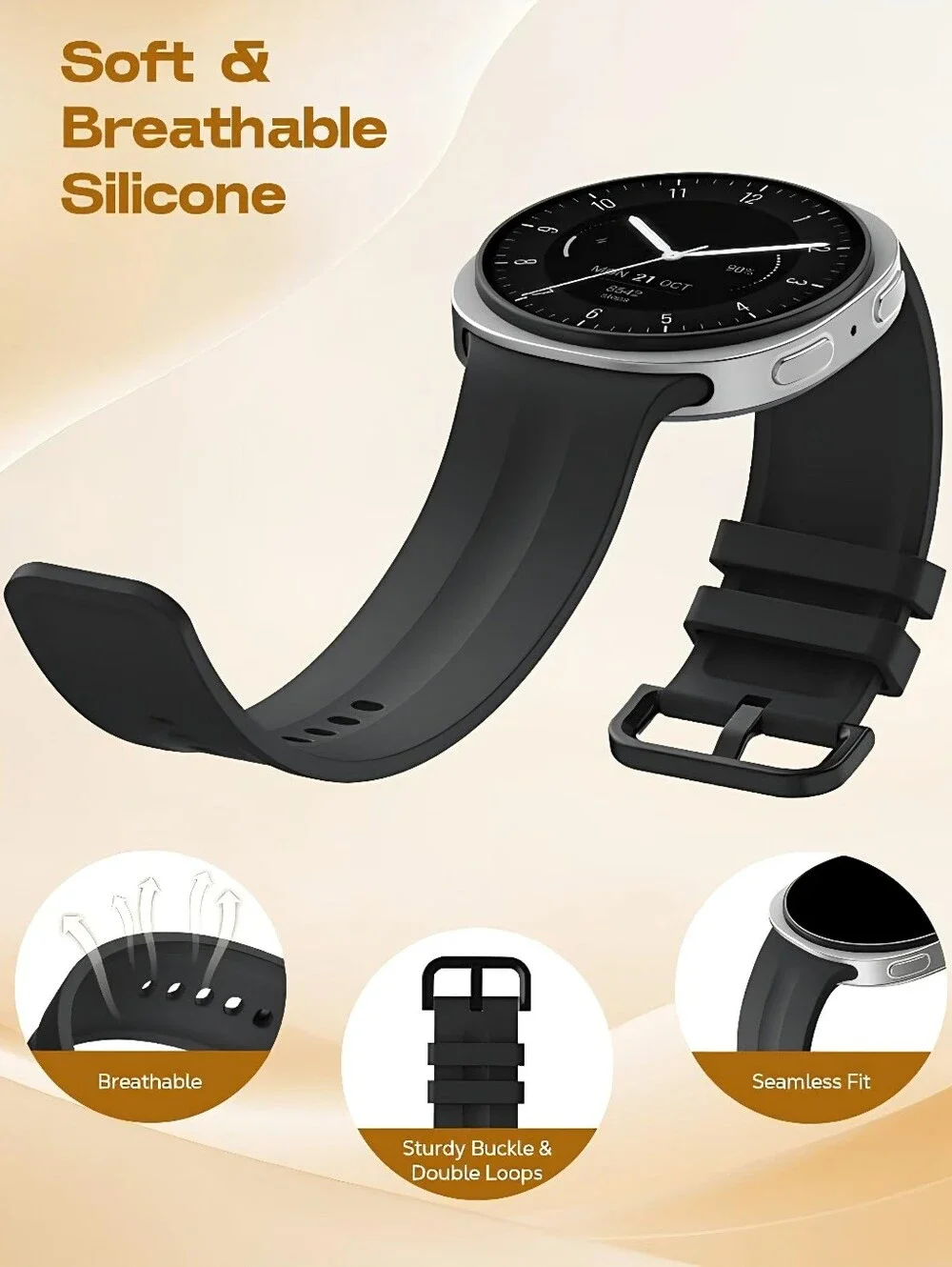 Samsung Galaxy Watch 9/8 40mm/44mm 6 Pcs No Gap Silicone Bands - NEW